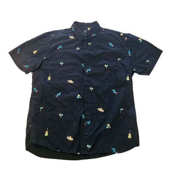 Visive Shirt Cinco De Mayo Theme Sombreros Cactus Short Sleeve Mens XL EUC - Picture 1 of 11